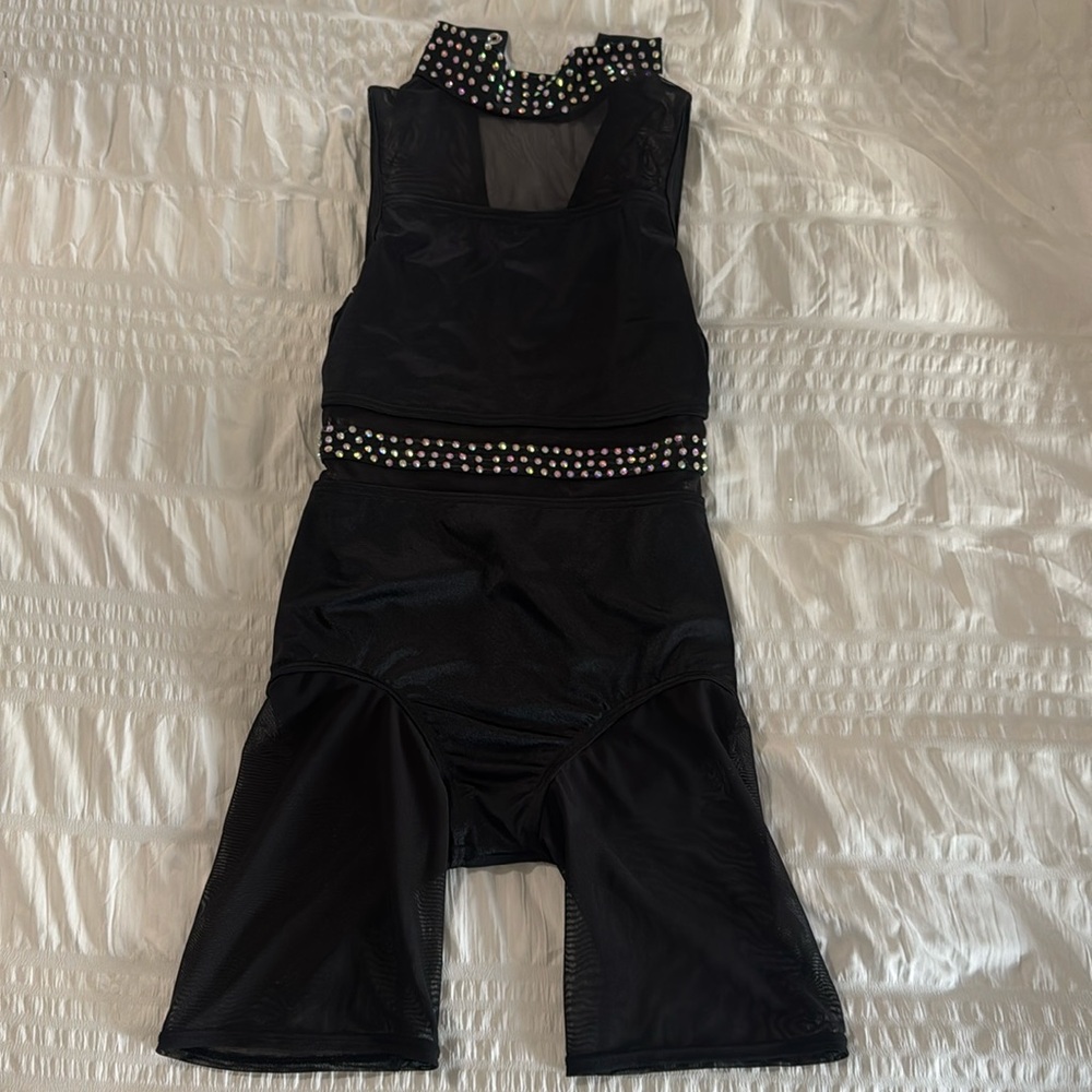 Weissman black mesh biketard dance costume size MC